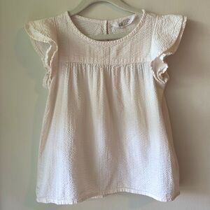 Cream Seersucker Flutter Sleeve top